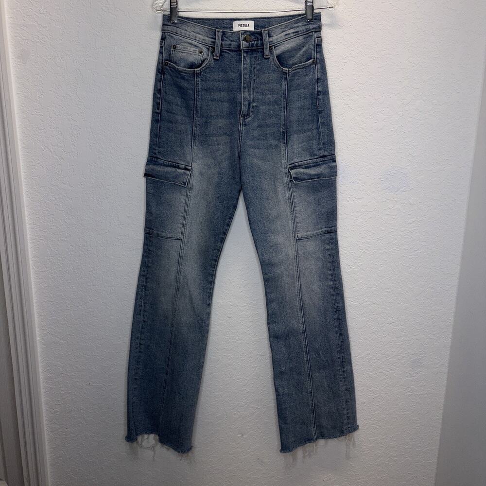 Pistola Dana Cargo Blue Jeans Size 28, Raw Hem, casual, school, everyday, urban - Picture 2 of 9